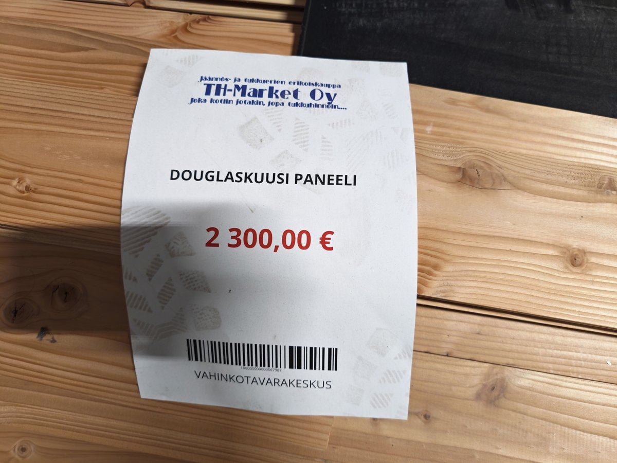Douglaskuusi paneelia nippu, TH-Market Oy konkurssipesä