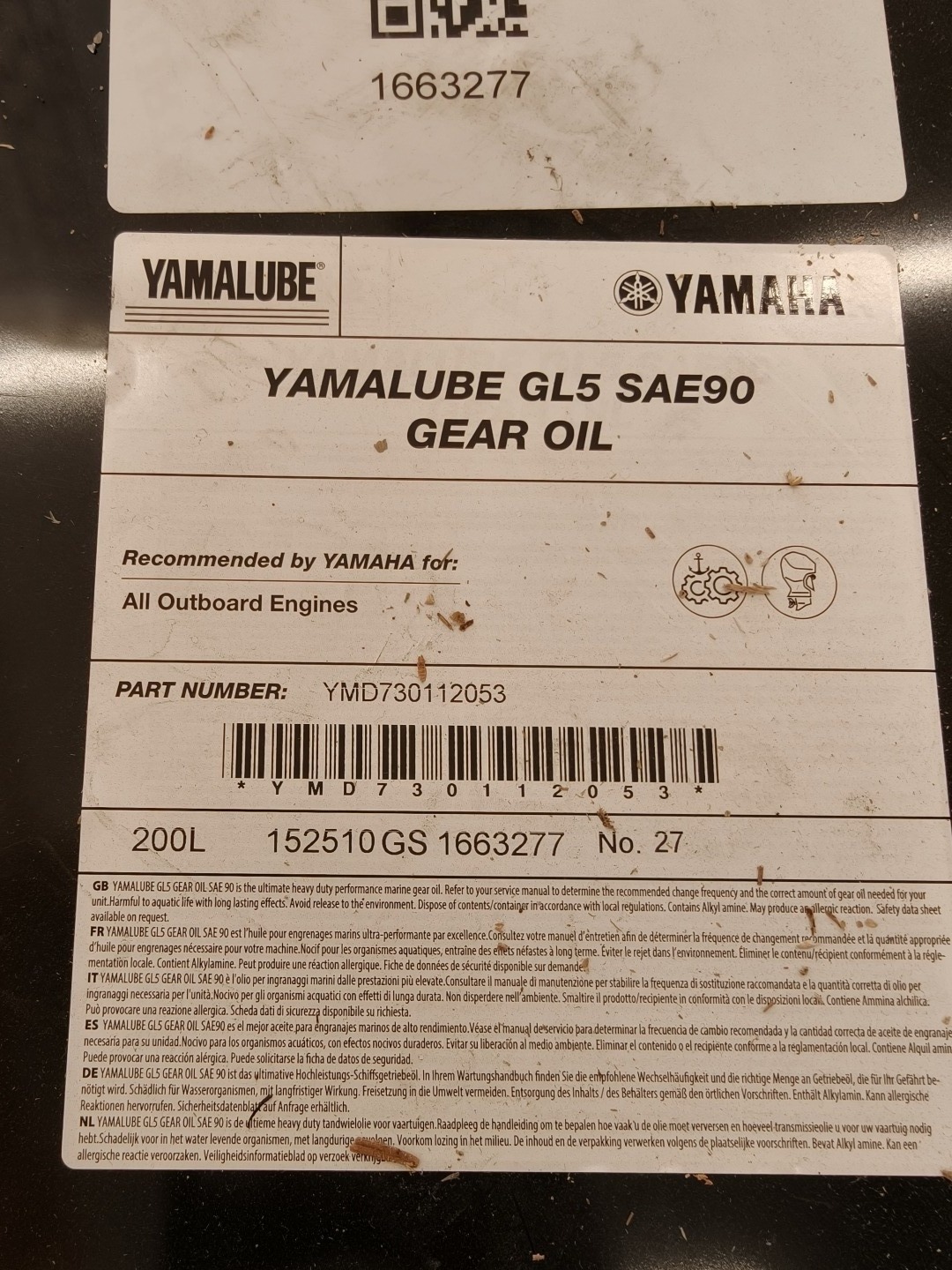 200l tynnyri Yamaha GL5 SAE90 voimansiirtoöljyä, Boat Store Finland Oy konkurssipesä