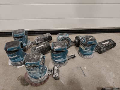 Makita akkuhiomakoneita 6 kpl, Woodio Oy konkurssipesä